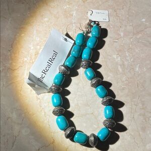 Turquoise and Sterling Silver Beaded Necklace